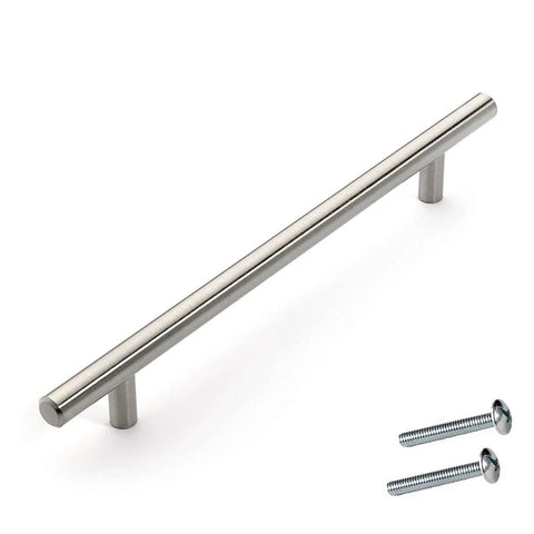 European 12 Inch Satin Nickel Bar Cabinet Pull P-1012-SN For Kitchens And Bathrooms, durable satin nickel finish, 1 pack