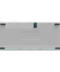 Retro 87 Key Wireless Mechanical Keyboard Hot Swap clear blue back view showing hotswap option and rubber feet for stability.