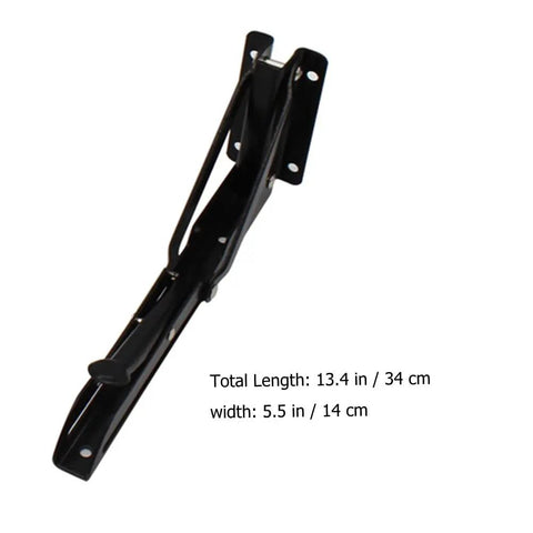 Premium Black Corner Shelving Brackets Wall Mount Storage Heavy Duty Steel Folding Shelf Support, 34 cm length, for workshops.