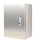 Weatherproof 304 Stainless Steel Electrical Enclosure Box 20 by 16 by 8 Inches With Mounting Plate, front view