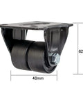Heavy Duty Swivel Caster Wheels Built Like A Tank With Twin Wear Plates For Quick Bolt On Hookup. 62mm tall, 40mm wide wheels.