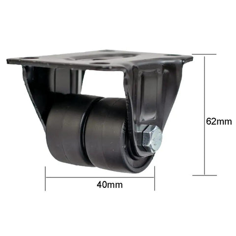 Heavy Duty Swivel Caster Wheels Built Like A Tank With Twin Wear Plates For Quick Bolt On Hookup. 62mm tall, 40mm wide wheels.