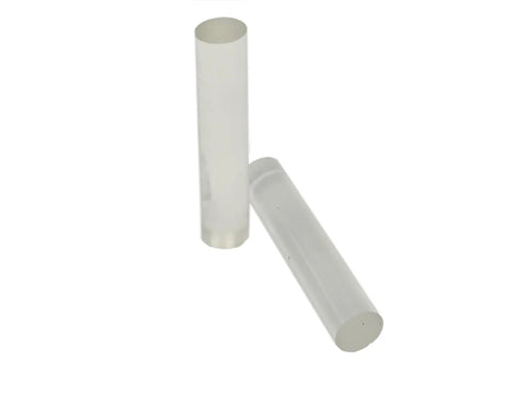 10/22 Polyurethane Buffer Kit 2 Pack For Rugged Rifle Platforms lying side by side, showing cylindrical shape and translucent material.