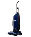 Professional Bagged Upright Vacuum Kicks Serious Dust With Smooth Glide Action, blue design, commercial use, upright vacuum.