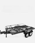 Top Tier 1:24 Scale Heavy Duty Metal RC Cargo Hauler Trailer Compatible With Scx24 Fms24 Fms18. Close-up of black mesh trailer.