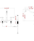 Detailed diagram of Oakmont Two Handle Kitchen Faucet With Side Sprayer In Oil Rubbed Bronze, Classic Victorian Style.