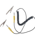 Heavy Duty ESD Grounding Cable With Locking Alligator Clips Retracting Anti Static Test Lead For Electronics Workbench Safe Discharge And Zero Hassle Operation 2Mm Silicone Wire For Cleanroom And Industrial Labs with two alligator clips and coiled wire.