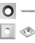 Rock Solid 11mm Square Carbide Roughing Inserts With Mounting Screws For Mini Woodturning Lathes showing four angles of carbide cutter heads.