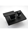 Shower System, 10-Inch Rain Head with Body Jets and Handheld, Matte Black control panel with matte black finish and knobs.