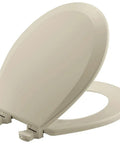 Durable Wood Toilet Seat With Easy Clean Hinges Round Bone Finish Made In USA Easy Release For Deep Cleaning Smooth Contours