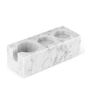 Top Shelf Marble Espresso Tamper Holder Stand Fits 51mm And 54mm Coffee Tools Pro Grade Barista Gear, white marble holder with three slots.