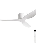 52 Inch White Ceiling Fan No Light Low Profile Flush Mount With Remote 6 Speed Quiet DC Motor Reversible Powerful Airflow