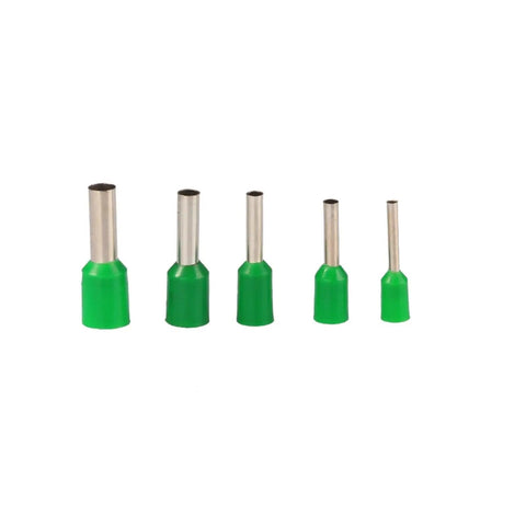 Get The Ultimate 600 Piece Tube Terminal Connector Kit With Three Bold Colors Perfect For Crimping Cord Pin End Cable Wire Ferrules And All Your Heavy Duty 22 To 12AWG Projects Like A Total Pro. Green insulated crimp ferrules in five sizes