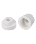 Two white ceramic tapered insulator beads, 6.5mm dia, alumina porcelain, through-hole for heating wire