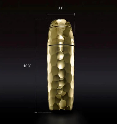 Vibes On Point 25 Oz Gold Vacuum Insulated Cocktail Shaker With Jigger And Strainer Featuring Dr Dre Snoop Dogg Collab, 10.3" tall.