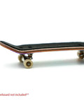 Side view of a mini skateboard with Fingerboard Grip Tape Set 5 Pack 110Mm By 38Mm Sheets 1Mm Thick Black Durable Plastic Grip Tape applied