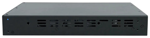 Rear view of 4-Input 1-Output Pro Audio Mixer, 1U Rackmount, Fanless Design, Euroblock Mic Line I O, RCA Unbalanced Inputs, Commercial Series