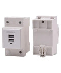 Usb Din Rail Socket Power Module For Industrial Panels Plug And Play 5V Dc Charging Port Control Panel Usb Enclosure Adapter Modular Terminal Block Ac To Dc Converter For Automation Systems, front view