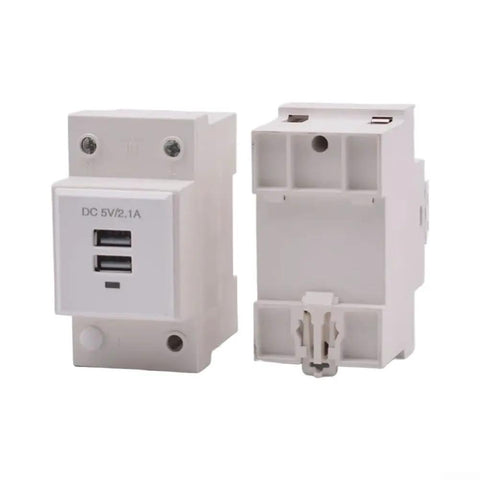 Usb Din Rail Socket Power Module For Industrial Panels Plug And Play 5V Dc Charging Port Control Panel Usb Enclosure Adapter Modular Terminal Block Ac To Dc Converter For Automation Systems, front view