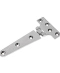 Three Pack Beefy Heavy Duty Tee Hinge Set For Cabinets Gates And Sheds, Marine Grade 316 Stainless Steel With High Polish Finish, Ideal For Indoor Outdoor Doors, Garden Gates, Boat Cabin, Yacht Doors, Wooden Cases. Single polished stainless steel tee hinge with screw holes.