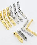 Heavy Duty 90 Degree Zinc Alloy Spring Hinges Pack Of 10 For Wooden Boxes And Jewelry Cases, gold and silver, displayed on white background