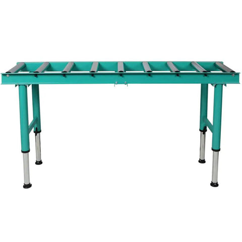 Premium Heavy Duty Gravity Conveyor Roller Table Set, Adjustable Height Length Outfeed Stand with chrome steel rollers.