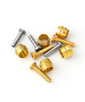 Gold and silver olive fittings and brass inserts from the Beefed-Up 3000mm Hydraulic Disc Brake Hose Kit For Shimano BH59 BH90 Avid SRAM Magura Systems
