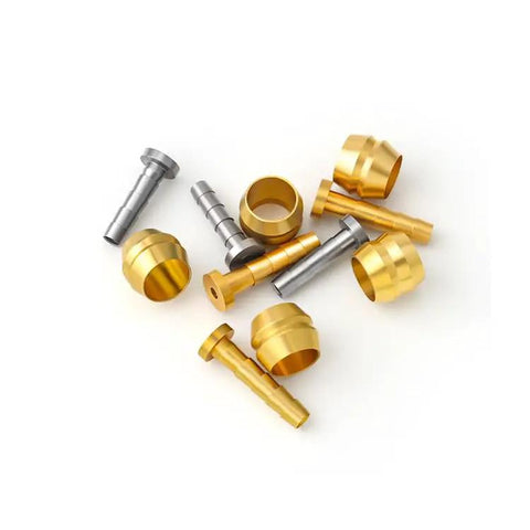 Gold and silver olive fittings and brass inserts from the Beefed-Up 3000mm Hydraulic Disc Brake Hose Kit For Shimano BH59 BH90 Avid SRAM Magura Systems