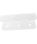 Clear acrylic wall mounted spray bottle holder for garage or bathroom with three circular bottle slots.