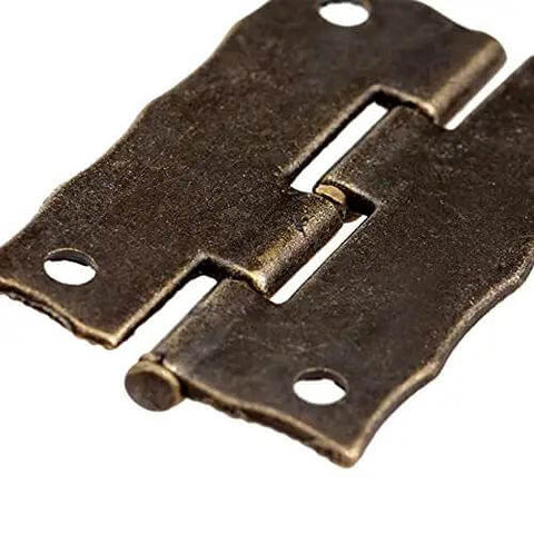 Close-up of Antique Bronze Iron Hinge Set 36x23mm 10 Pieces Vintage Flower Pattern Decorative Hardware For Jewelry Boxes Cabinets