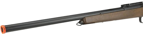 M700 Cycling Action Airsoft Rifle With Scope Rail, Dope Imitation Wood Stock, Blaze Orange Tip For Safety visible