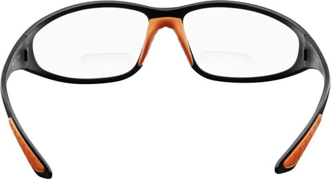 Rear view of Bradford 3030 Series Nylon Protective Safety Glasses with 2.0 Bifocal Lens and Clear Lens Black Frame One Size ANSI Z87 Plus