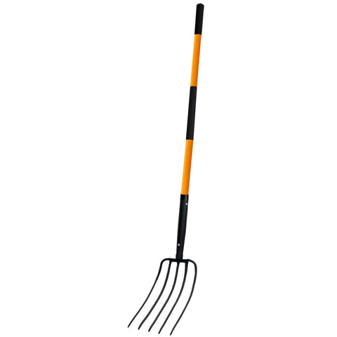 5 Tine Pitchfork For Gardening Heavy Duty With Fiberglass Handle Garden Fork For Mulching And Hauling Debris 58 Inches Long