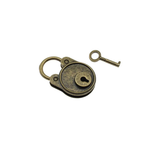 Antique padlock and key from Two Pack Old School Duckbilled Toggle Hasp Latch Kit in Bronze Finish for Jewelry Boxes
