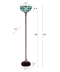 Amber Grape Tiffany Style Floor Lamp Torchiere With Stained Glass Shade Dope 12 Inch Wide 60 Inch Tall Bronze Base Standing Corner Light UL Listed Easy Assembly Antique Glow