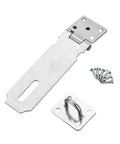 Beefy Stainless Steel Hasp Latch For Barns And Heavy Duty Gates With A Smooth Black Finish Tough As Nails Padlock Clasp For Rock Solid Security And Zero Hassle Daily Use, showing steel latch, padlock clasp and screws.