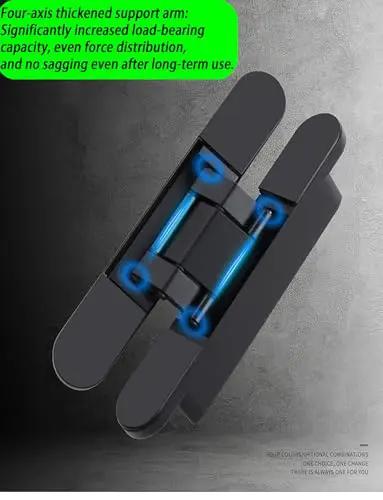 Heavy Duty Concealed Door Hinge Rock Solid Zero Gap Flush Mount For Wood And Folding Doors 180 Degree with thickened support arm