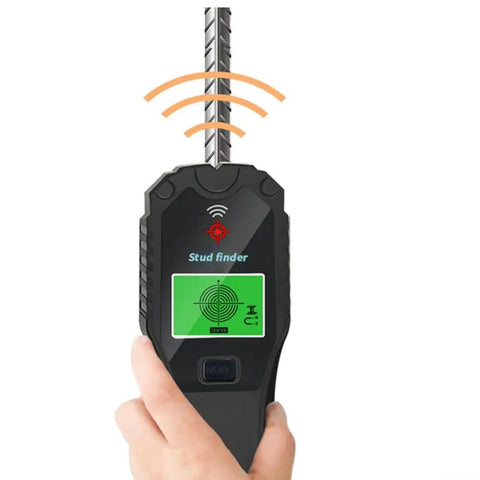 5-in-1 for stud Finder Wall Scanner for Wood Metal AC Wire Detection with Edge Finding Mode Deep Scan up to 1.5 Inch held in hand.