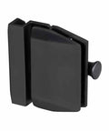 Heavy Duty 90 Degree Glass To Glass Gate Latch Featuring A Magnetic Side Pull Lock In Matte Black Finish, side view.