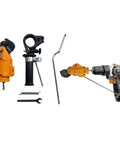 Industrial Precision Drill Nibbler Attachment For ION Lithium Power Tools with drill, accessories, and parts for sheet metal cutting.