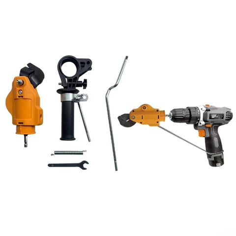 Industrial Precision Drill Nibbler Attachment For ION Lithium Power Tools with drill, accessories, and parts for sheet metal cutting.