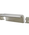 Two Handle Tub Mount Roman Tub Faucet in Brushed Nickel Finish with Easy Three Hole Installation Lead Free Construction Quarter Turn Ceramic Cartridges Pressure Tested Modern Bath Upgrade For A Sleek Durable Dope Look, side view