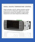 Dixell digital temperature control for refrigeration applications, featuring a display and wiring setup, essential for precise cooling.
