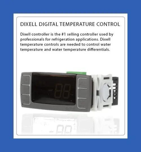 Dixell digital temperature control for refrigeration applications, featuring a display and wiring setup, essential for precise cooling.