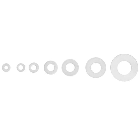 Grab And Go Nylon Washer Kit 350 Piece Flat Washer Set With Storage Box White Plastic Assortment For Fasteners Insulation Friction Reduction And Leak Prevention In 7 Sizes, nylon flat washers M2-M8