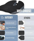 Ergonomic Wedge Seat Cushion For Tesla Cybertruck This Dope Backrest Booster Pad Is A Total Game Changer For Lumbar Relief And Leg Extension Slays Long Haul Drive Fatigue Like Boss, black memory foam, adjustable, anti-slip.