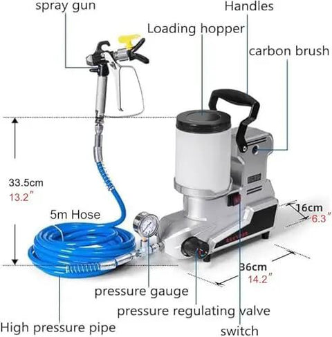 Hella Smooth Finishes Kickin Major Power Airless Paint Sprayer With Adjustable Speed And Super Long Hose For Zero Hassle Interior Exterior Walls And Furniture Projects 1600W Electric Painter Tool with spray gun and 5m hose