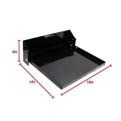 Fold Out Work Station Tray Cabinet For Garage And Trailer 16x14 Inch Tray Aluminum Powder Coated Black Made In USA Gear Up Portable Tool Organizer And Quick Work Bench For Shop Or Enclosed Race Trailer