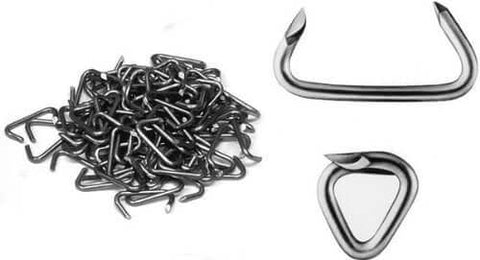 Pro Grade Auto Upholstery Hog Ring Installation Kit With Pliers 100 Piece Ring Set, close-up view of hog rings