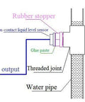 Diagram showing Non Contact Liquid Level Sensor Water Level Switch XKC Y25 NPN For Arduino with threaded joint and pipe.